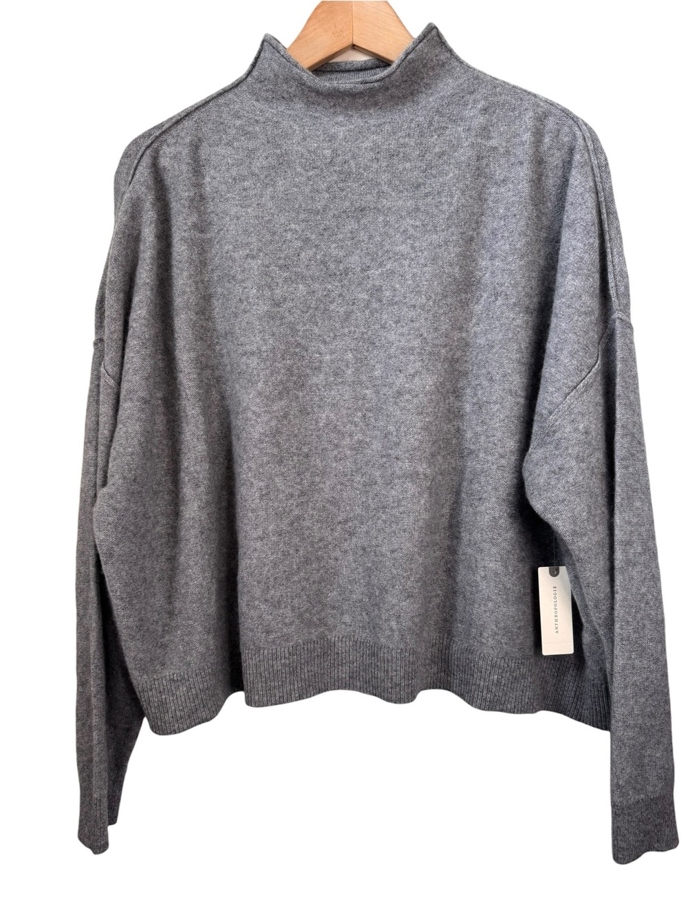 Pilcro 100% Cashmere The Alani Mock Neck Sweater Size Large NWT Gray Pullover